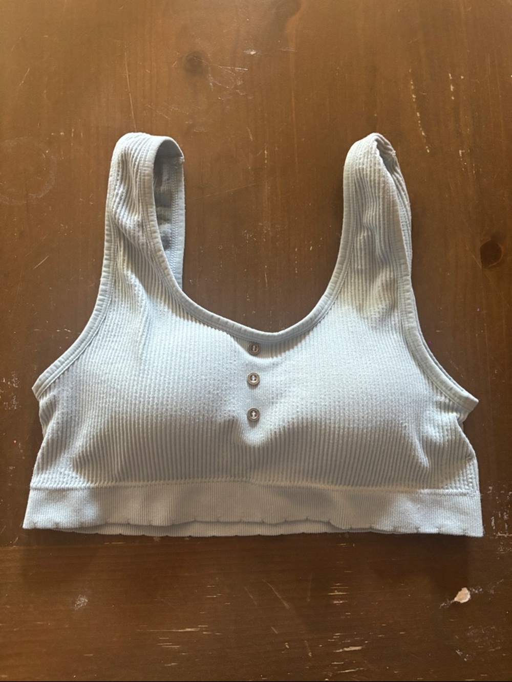 Lucky Brand Light Blue Ribbed Button-Front Bralette